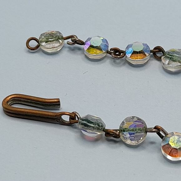 Vintage 1950s Aurora Borealis Crystal Three-Strand Necklace - 16 Inches - Picture 9 of 10